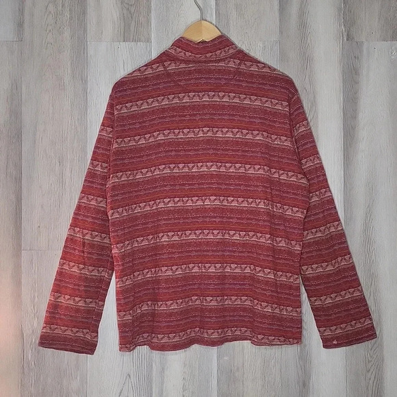 🛍Woolrich Red Geometric Long Sleeve Quarter Zip Lightweight Pullover Womens‎ XL - Picture 2 of 9